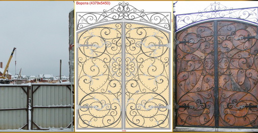 Кованые ворота с уникальной ковкой и выкраской